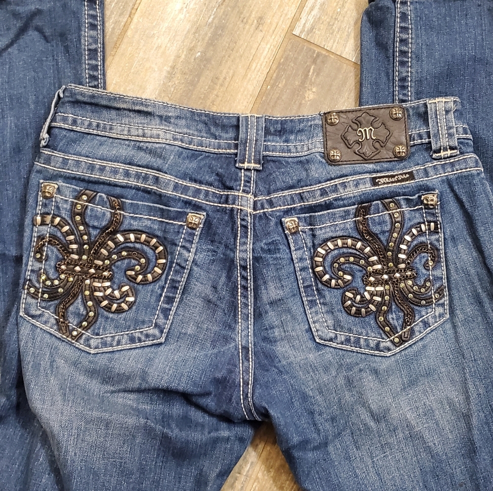Miss Me size 31 34" inseam fleur de lis jeans boot jp6048b  jp50488